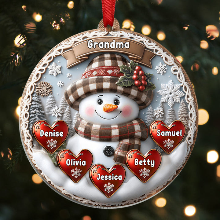 bonhomme de neige personnalisé avec 1 à 8 noms