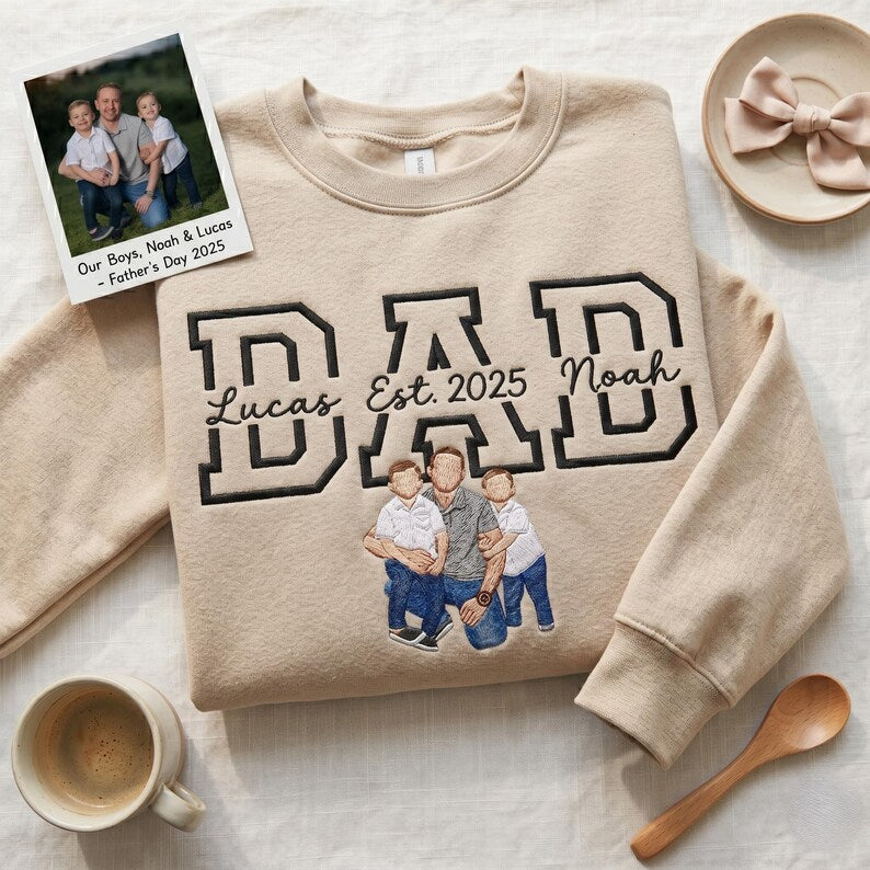 Sweat-shirt personnalisé Papa/Maman avec portrait et les noms des enfants