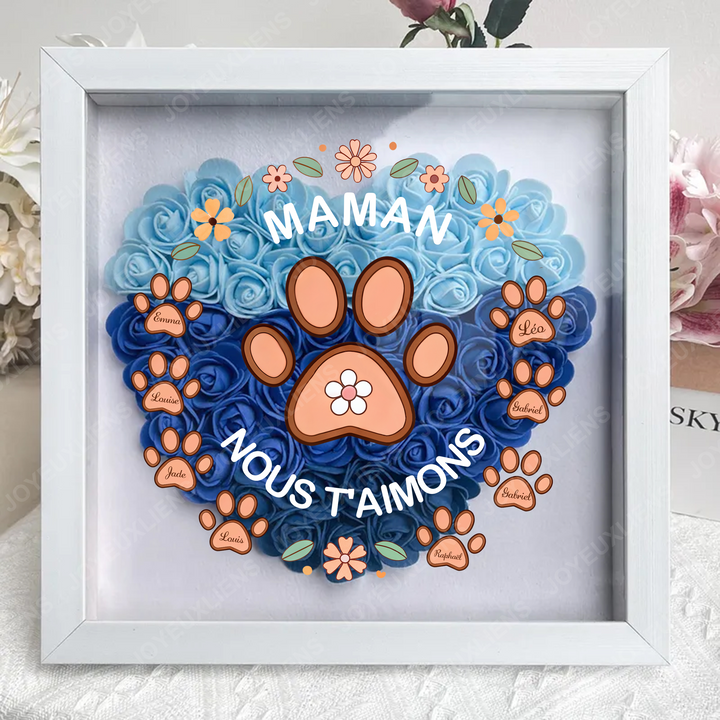 Boîte d’ombre empreintes de pattes – Cadeau de fête des mères unique