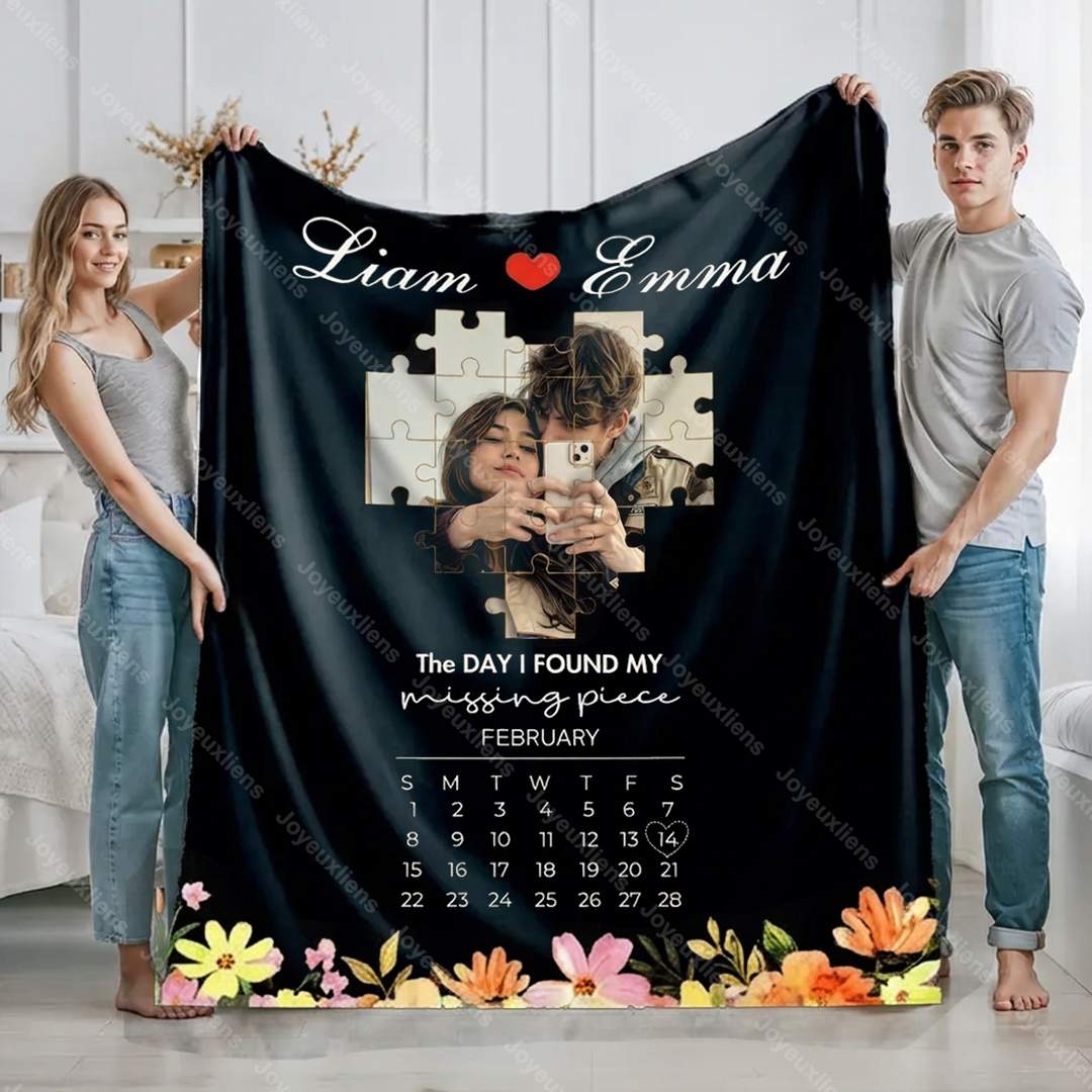 Couverture personnalisée « Le jour où j'ai retrouvé ma pièce manquante » pour couple