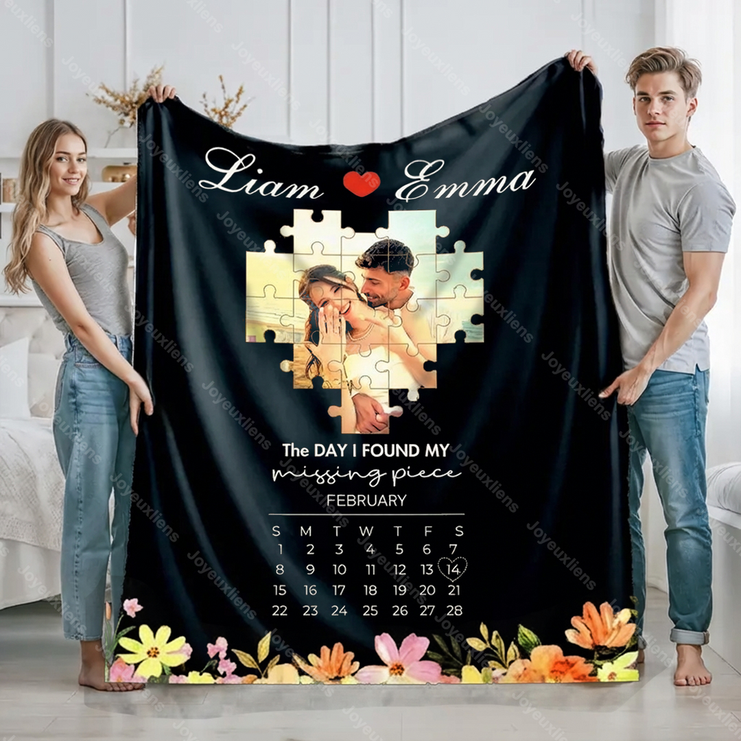 Couverture personnalisée « Le jour où j'ai retrouvé ma pièce manquante » pour couple