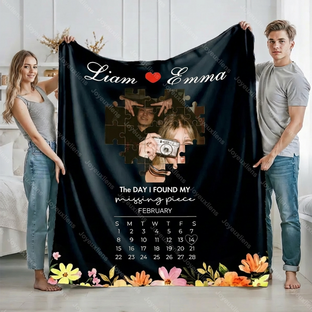 Couverture personnalisée « Le jour où j'ai retrouvé ma pièce manquante » pour couple