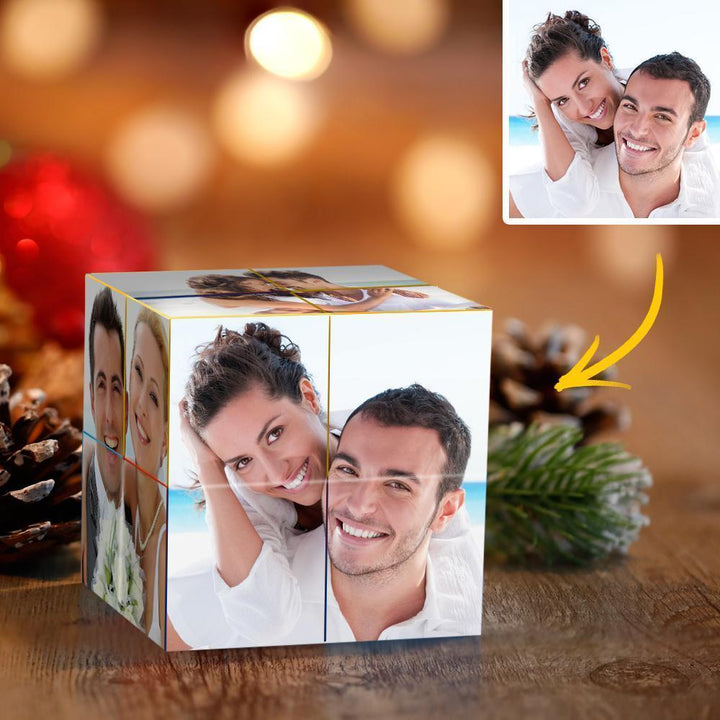 Cube Rubik personnalisé avec photo, cube photo infini et dessin animé, cube photo pliable pour couple, cadeau idéal pour Noël