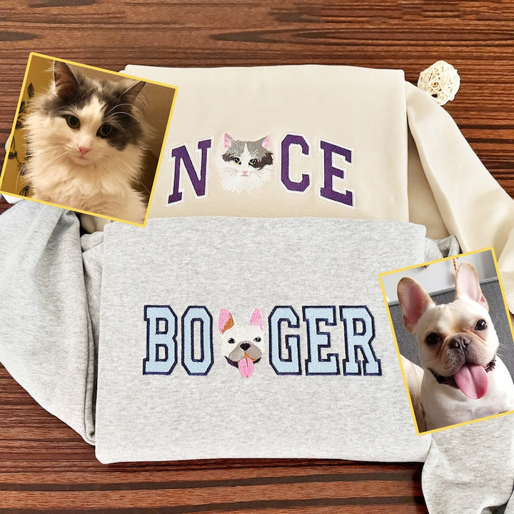 Broderie personnalisée de nom de portrait d’animal de compagnie