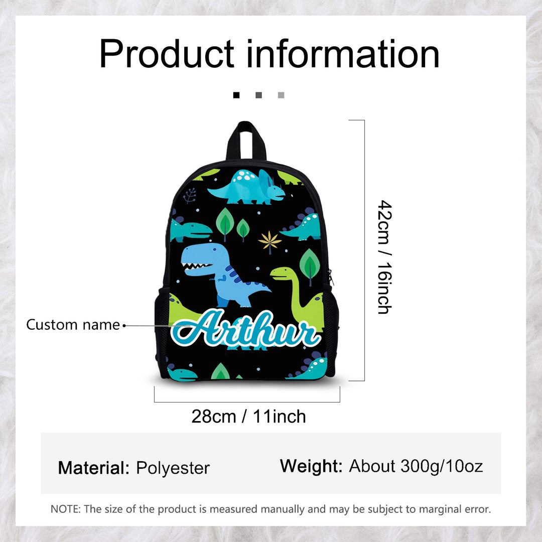 Sac à Dos Dinosaure pour Enfant 1 Prénom Personnalisé Cartable Sac maternelle