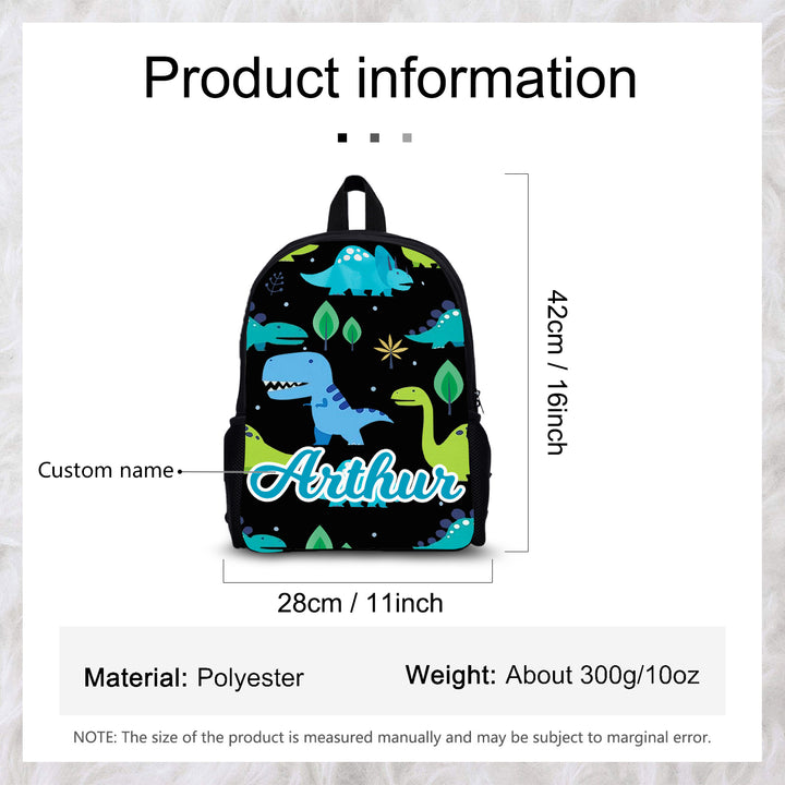 Sac à Dos Dinosaure pour Enfant 1 Prénom Personnalisé Cartable Sac maternelle