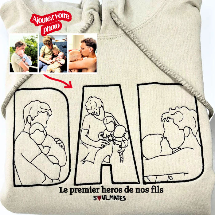 Brodé "DAD" -Photos personnalisées-cadeau pour papa