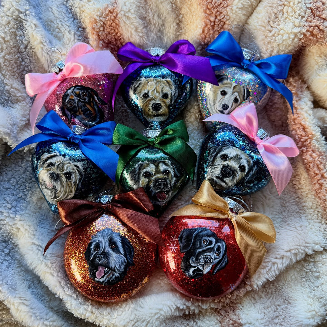 50 % de réduction sur les boules de Noël avec portraits d'animaux