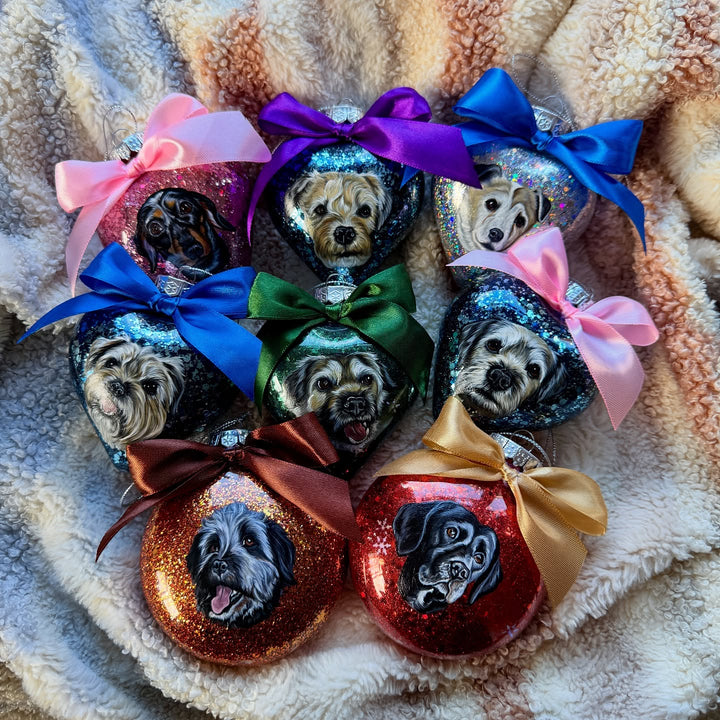 50 % de réduction sur les boules de Noël avec portraits d'animaux