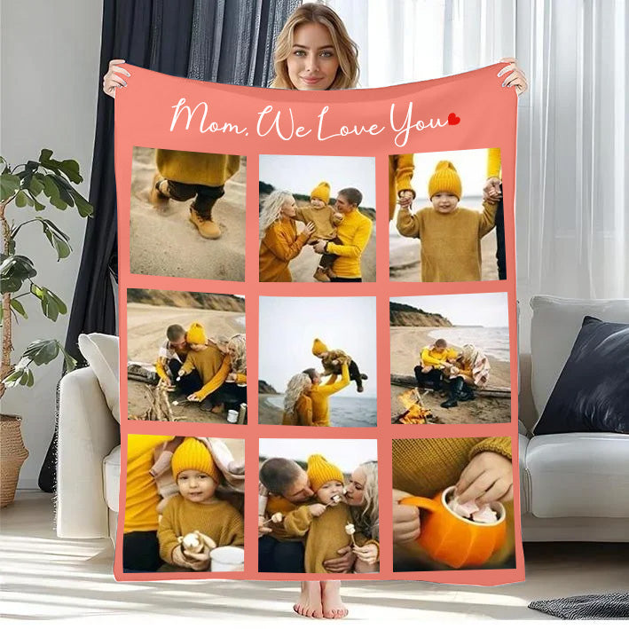 Couverture Polaire Couvertures personnalisées pour la fête des mères avec 9 photos