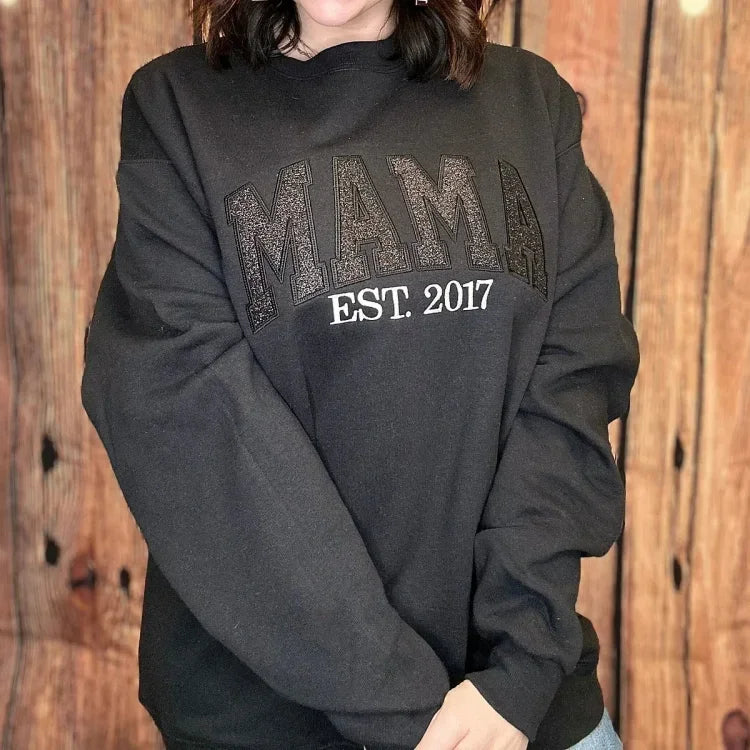 Sweat-shirt personnalisé à paillettes avec appliques pour maman