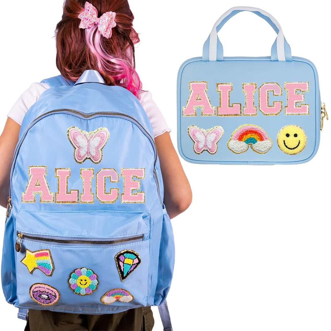 Sac à dos personnalisé pour enfants, sac à dos de rentrée scolaire avec écusson nominatif, sac à dos d'école en nylon personnalisé