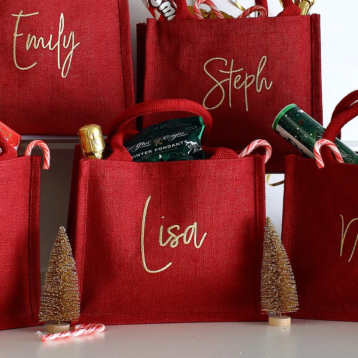 Sac cadeau de Noël brodé personnalisé