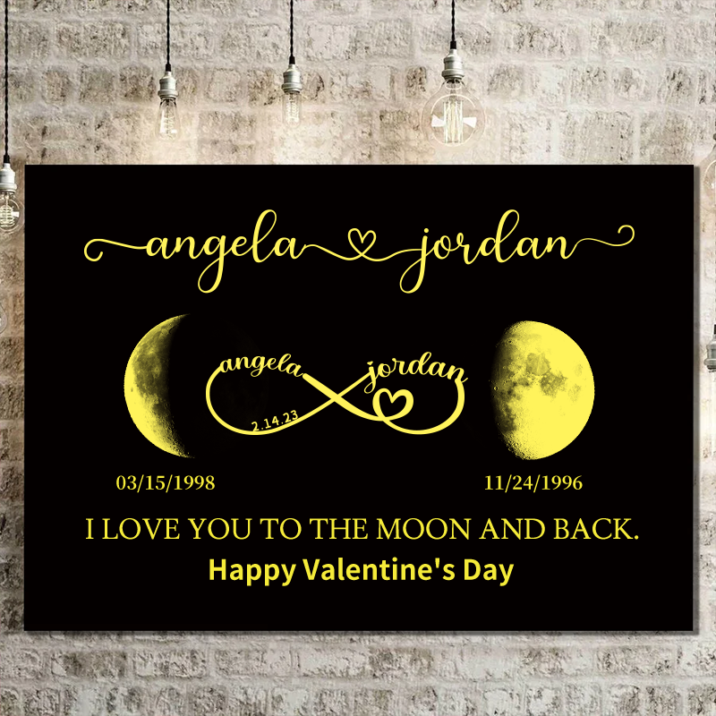 Cadre lune personnalisable avec texte et date