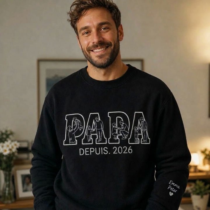 T-shirts et sweat-shirts personnalisés brodés à partir de photos pour papa et maman