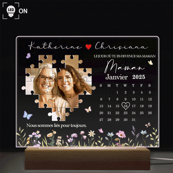 Calendrier photo personnalisé Le jour où tu es devenue ma mère Nuit de lumière