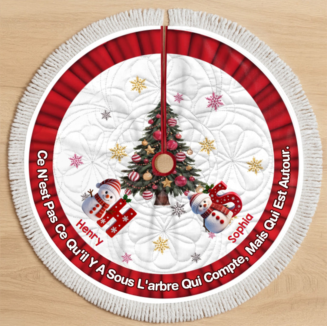 Jupe de sapin de Noël personnalisée avec bonhomme de neige - Cadeaux de Noël personnalisés