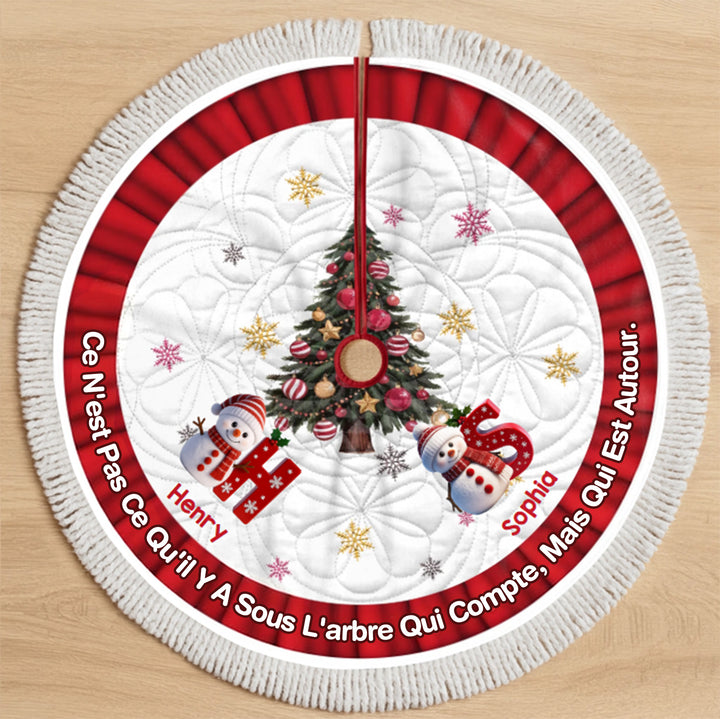 Jupe de sapin de Noël personnalisée avec bonhomme de neige - Cadeaux de Noël personnalisés