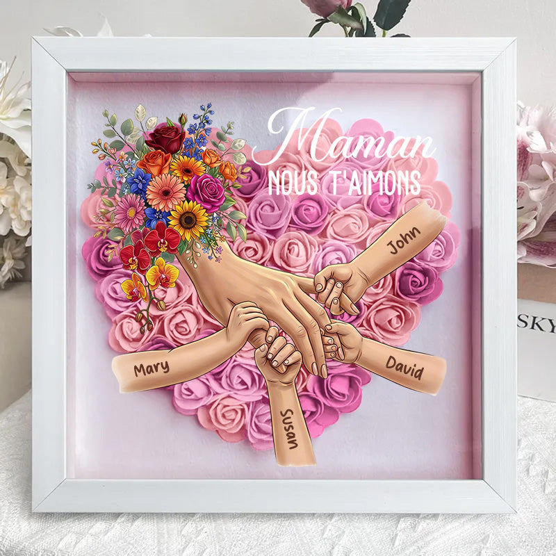 Cadre personnalisé “Maman main dans la main” avec prénoms – Cadeau émouvant pour la Fête des Mères