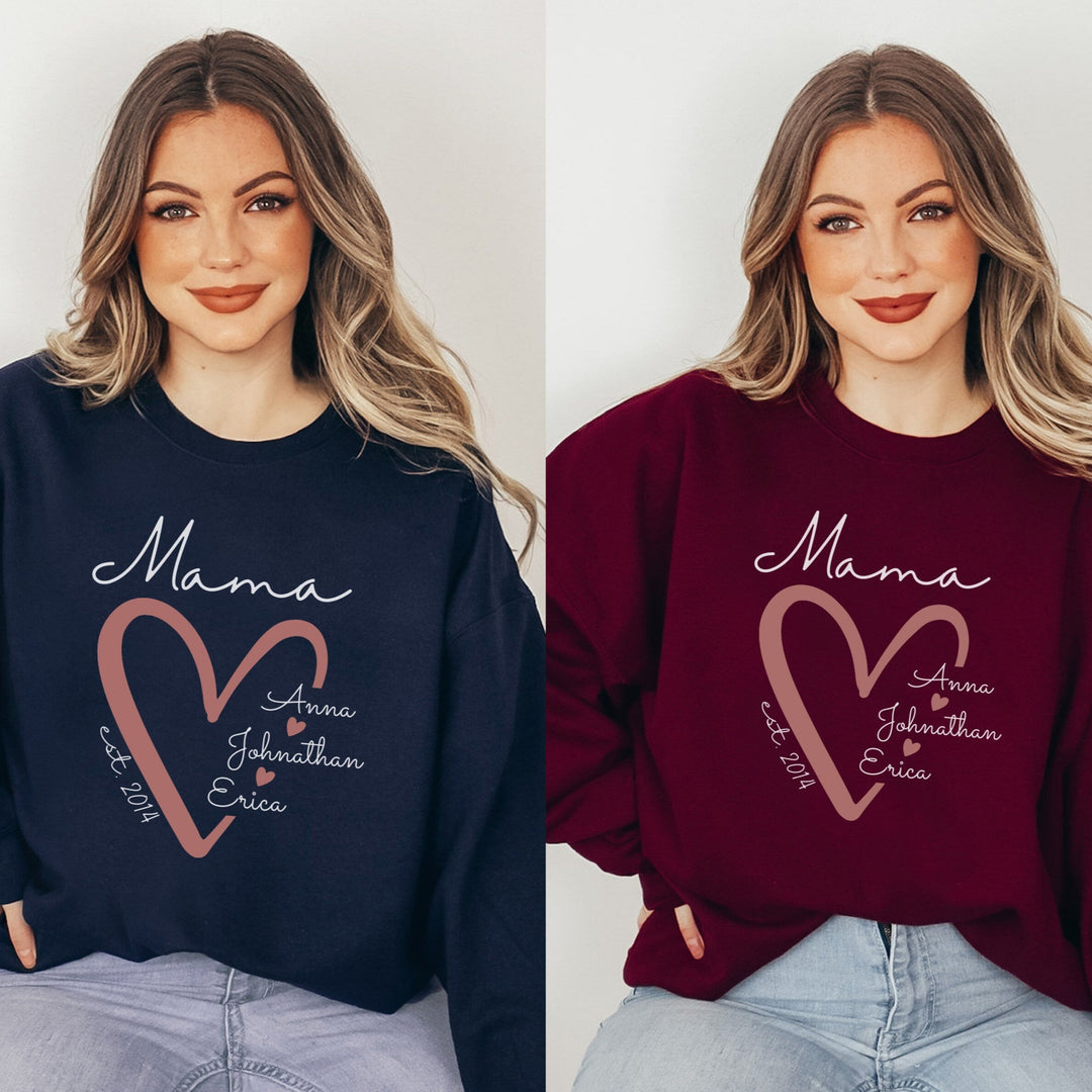 Sweat-shirt Personnalisé avec noms d'enfants - Cadeau unique pour la Fête des Mères