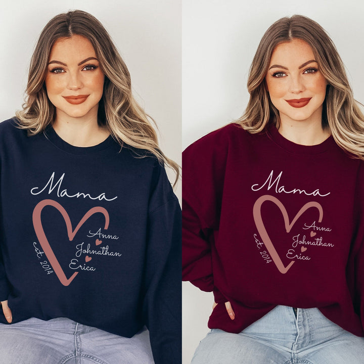 Sweat-shirt Personnalisé avec noms d'enfants - Cadeau unique pour la Fête des Mères