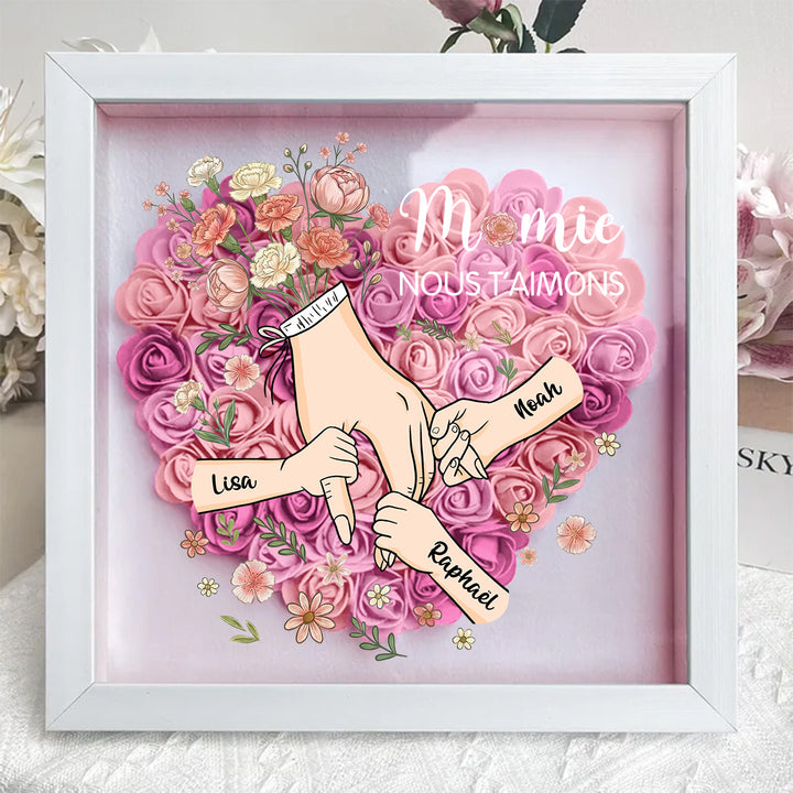 Boîte à fleurs cœur personnalisée avec les prénoms des enfants pour maman