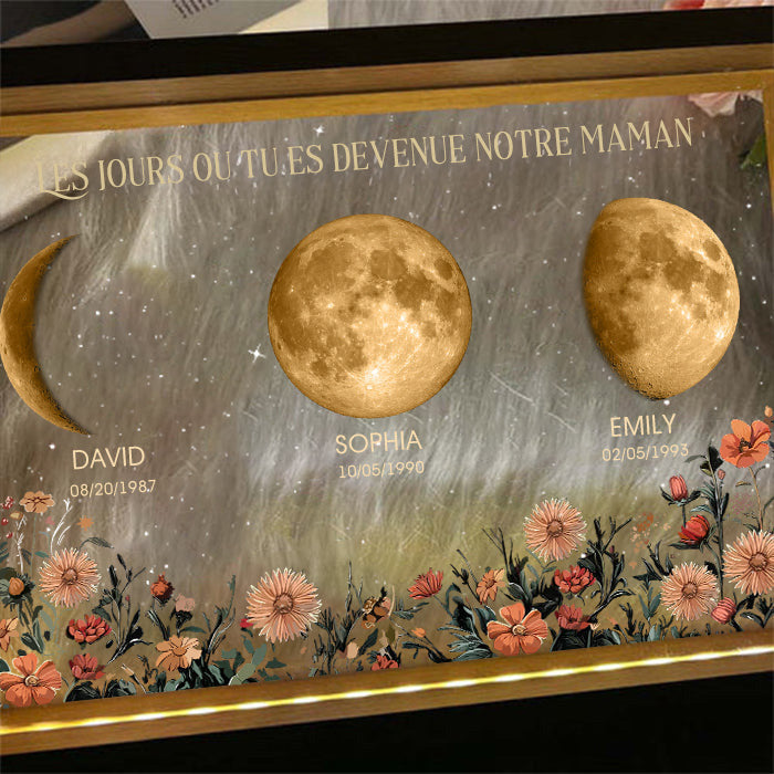 Boîte à lumière personnalisée Les jours où vous êtes devenu notre maman Phase de lune⭐️