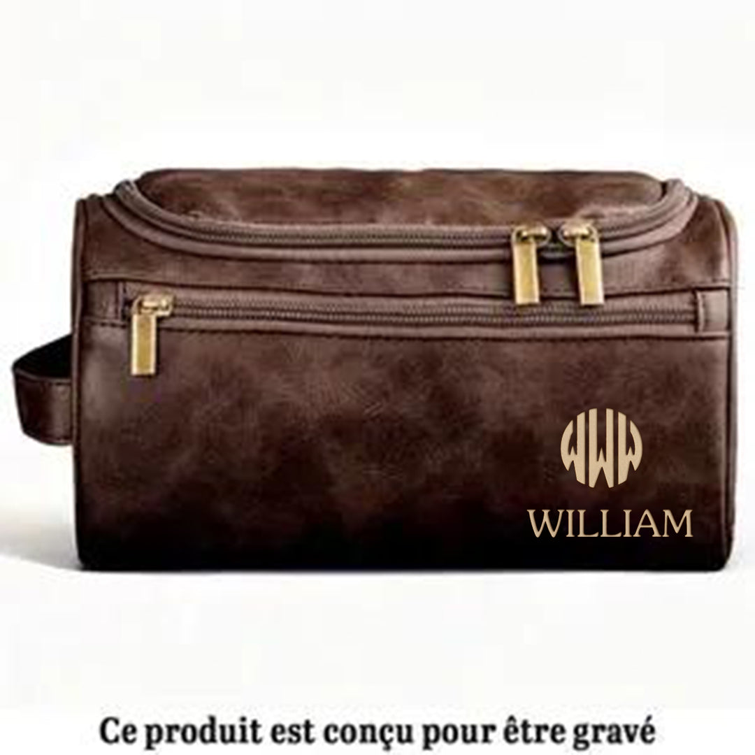 Trousse De Toilette En Cuir Gravée Personnalisée – Cadeaux D’Anniversaire Personnalisés Pour Papa, Frère