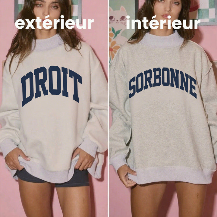 Sweat-shirt à col montant réversible – Montrez votre esprit d’équipe universitaire