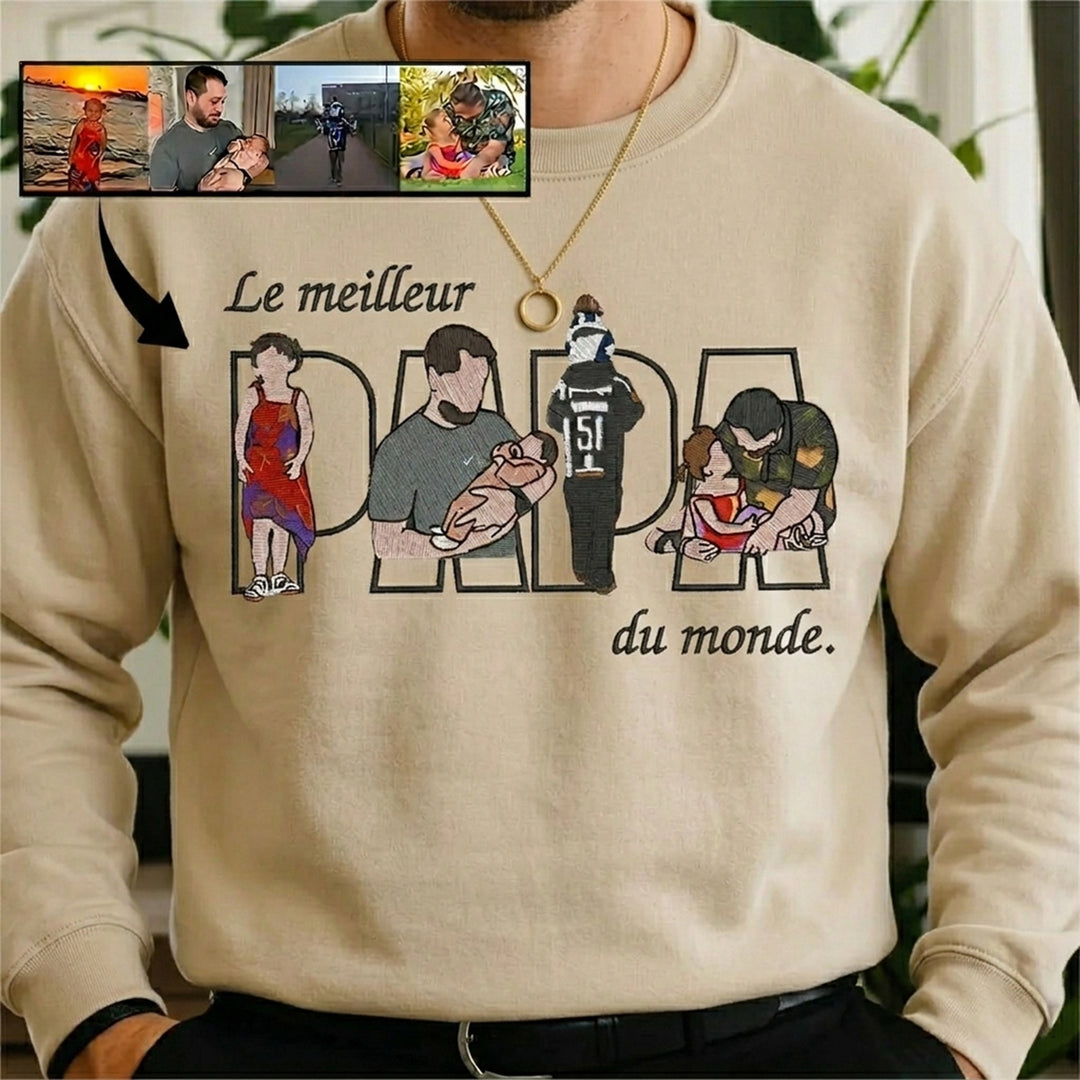 T-shirts et sweat-shirts personnalisés brodés à partir de photos,Le meilleur papa du monde
