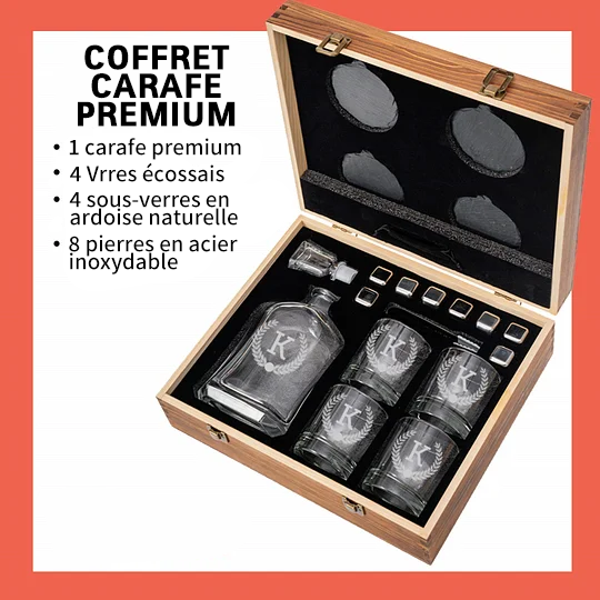 Coffret cadeau en bois personnalisé pour whisky – Cadeau bar à domicile