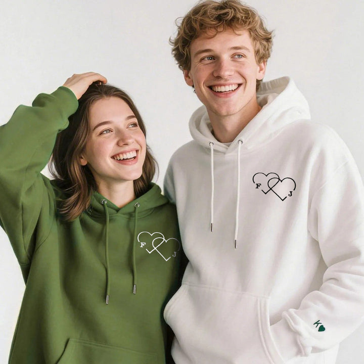 Sweat-shirt double cœur brodé avec lettres personnalisées
