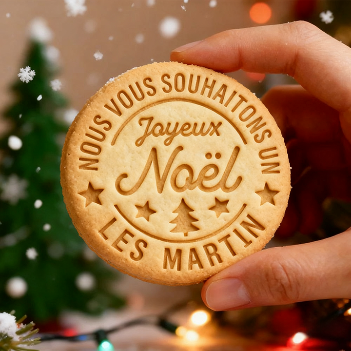Ensemble de tampons à biscuits de Noël personnalisés avec nom de famille personnalisé, cadeau de pâtisserie pour les fêtes