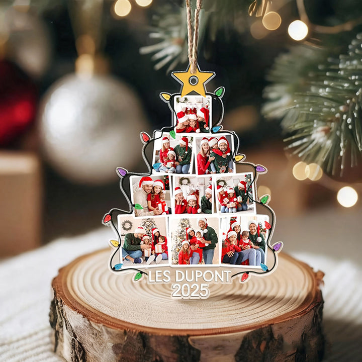 Ornement d'arbre généalogique photo personnalisé, ornement d'arbre de Noël 2025