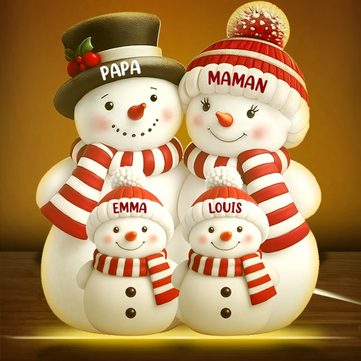 Boîte lumineuse de Noël personnalisée en forme de bonhomme de neige pour la famille
