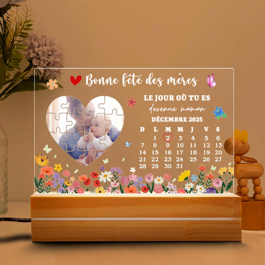 LE JOUR OÙ TU ES devenue maman-Boîte lumineuse personnalisée pour maman