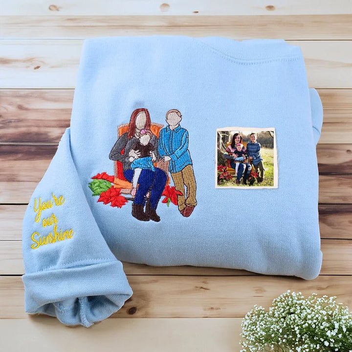 T-shirt brodé personnalisé avec portrait de maman