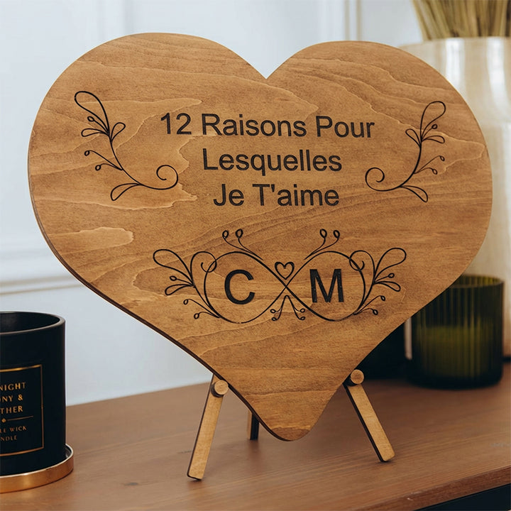 12 raisons pour lesquelles je t'aime - Puzzle en bois unique - Cadeau de Saint-Valentin pour lui/elle
