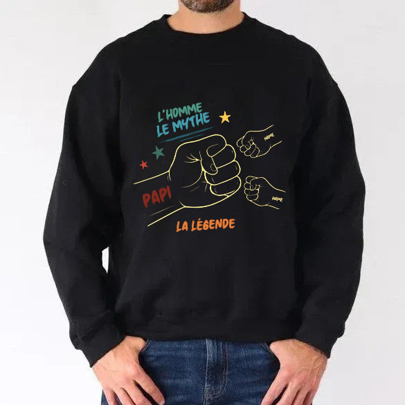 Sweat-shirt personnalisé main dans la main avec prénoms d'enfants