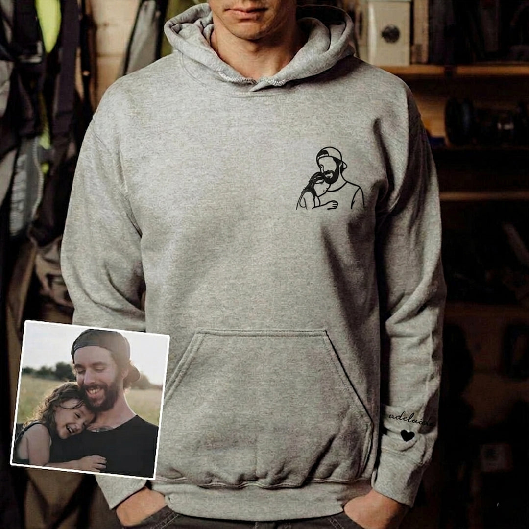 T-shirt imprimé personnalisé pour papa avec contour de portrait