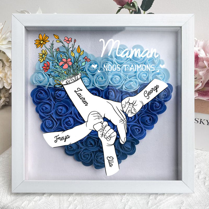Cadre d'Ombre de Fleurs Personnalisé - Maman, Nous T'aimons