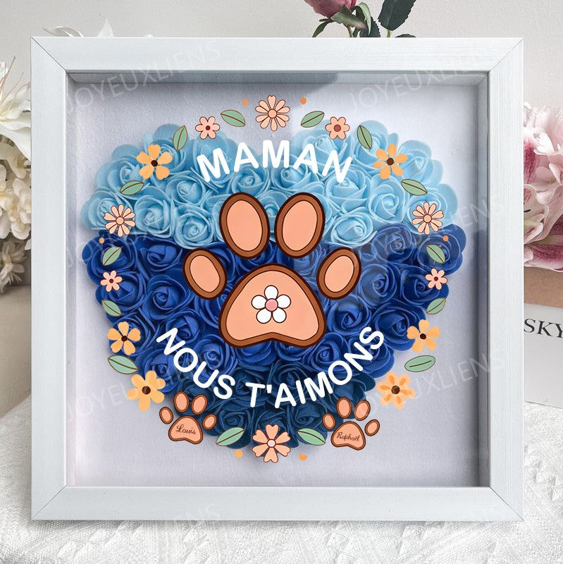 Boîte d’ombre empreintes de pattes – Cadeau de fête des mères unique