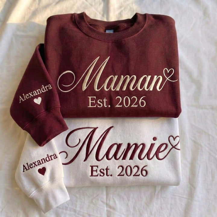 T-shirt/Sweatshirt Brodé pour maman- Cadeau Parfait pour la Fête des Mères