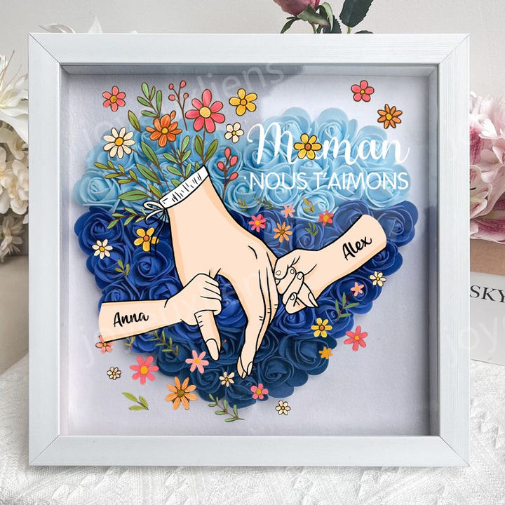 Boîte à fleurs personnalisée en forme de cœur pour maman, boîte à roses avec prénoms d'enfants
