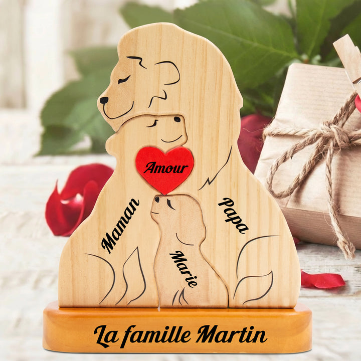 Puzzle personnalisé en bois Famille de lions – Cadeau personnalisés pour famille
