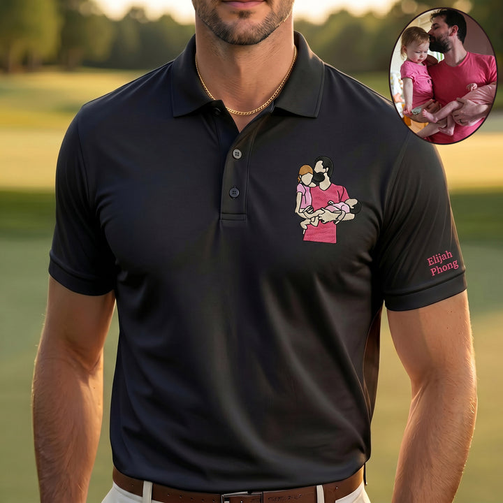 Polo portrait en couleur pour papa - Cadeau pour la fête des pères