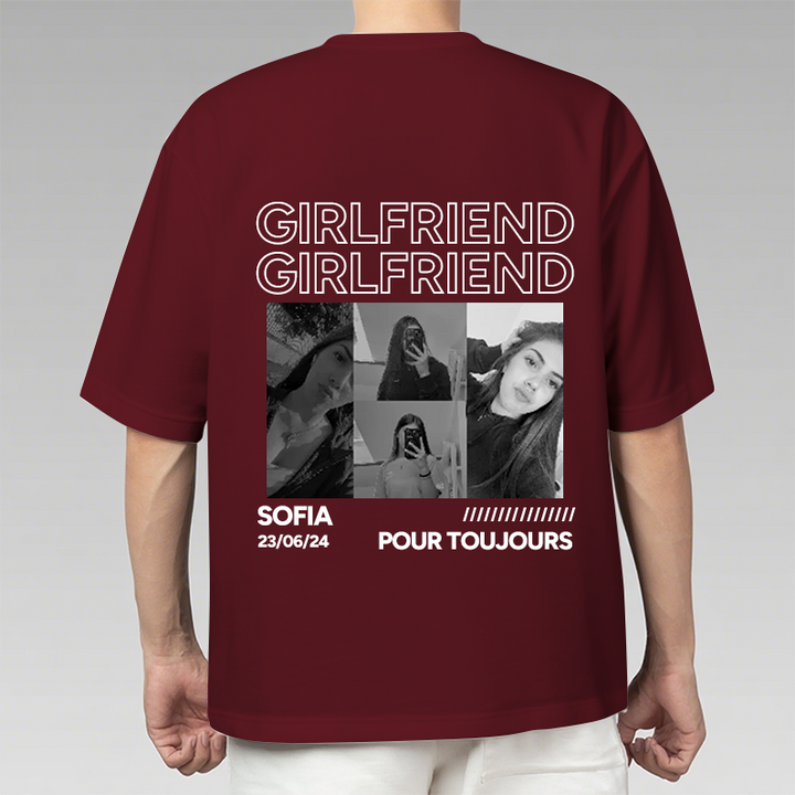 T-shirt personnalisé vintage,boyfriend & girlfriend，Petit ami &Petite amie