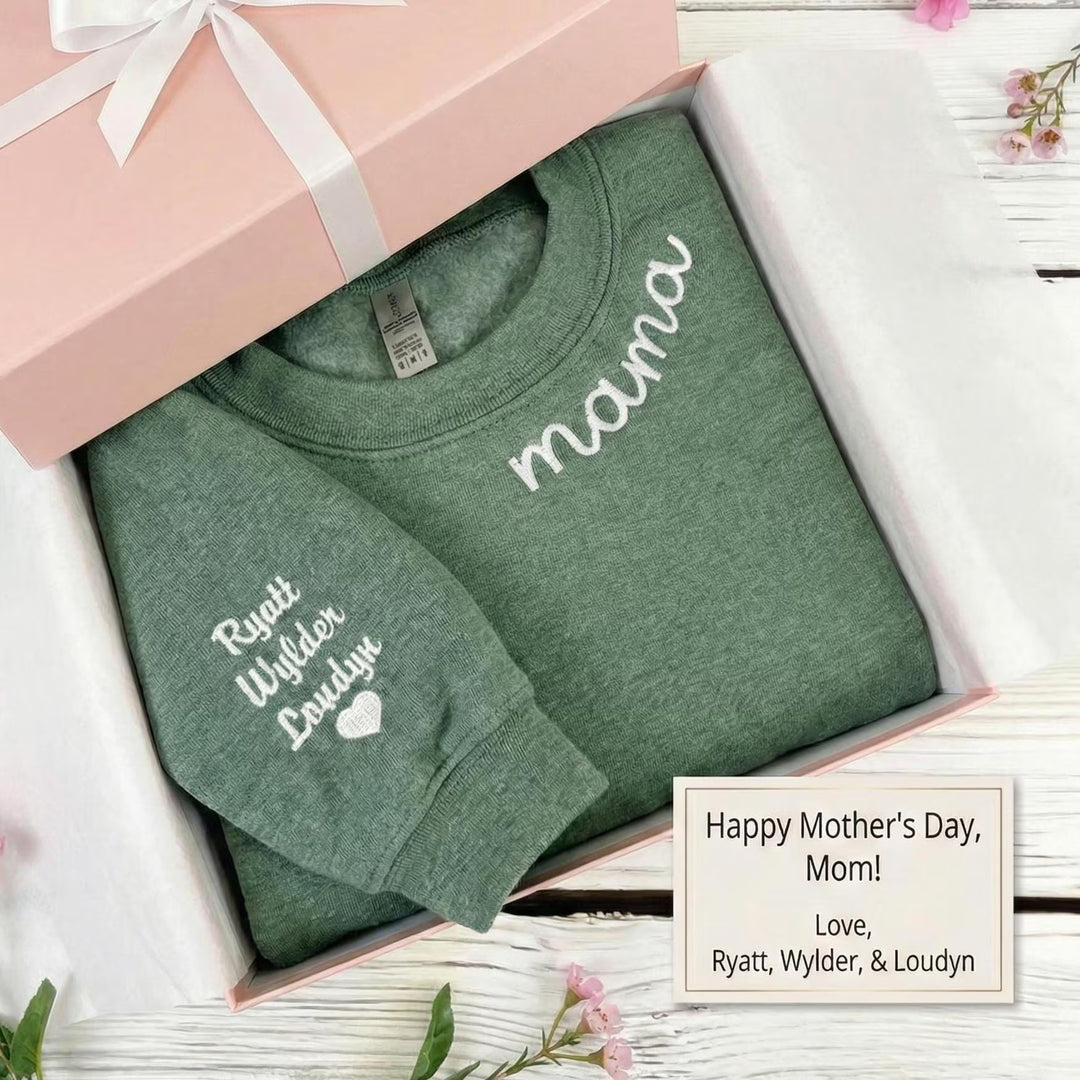 MAMAN Sweatshirt Brodé - Cadeau pour la Fête des Mères
