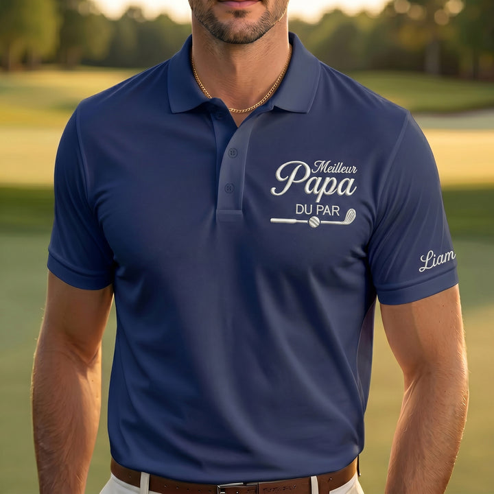 Polo brodé pour le meilleur papa golfeur : un cadeau pour papa