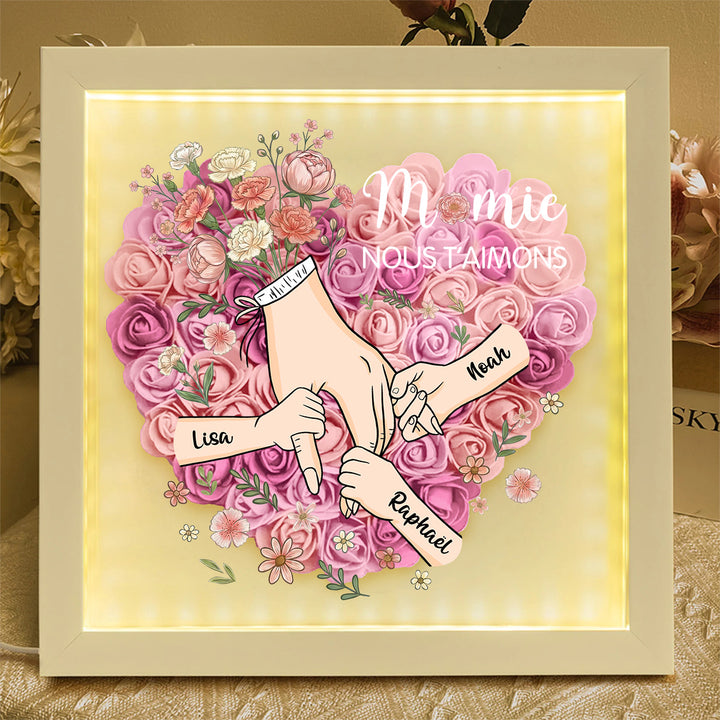 Boîte à fleurs cœur personnalisée avec les prénoms des enfants pour maman